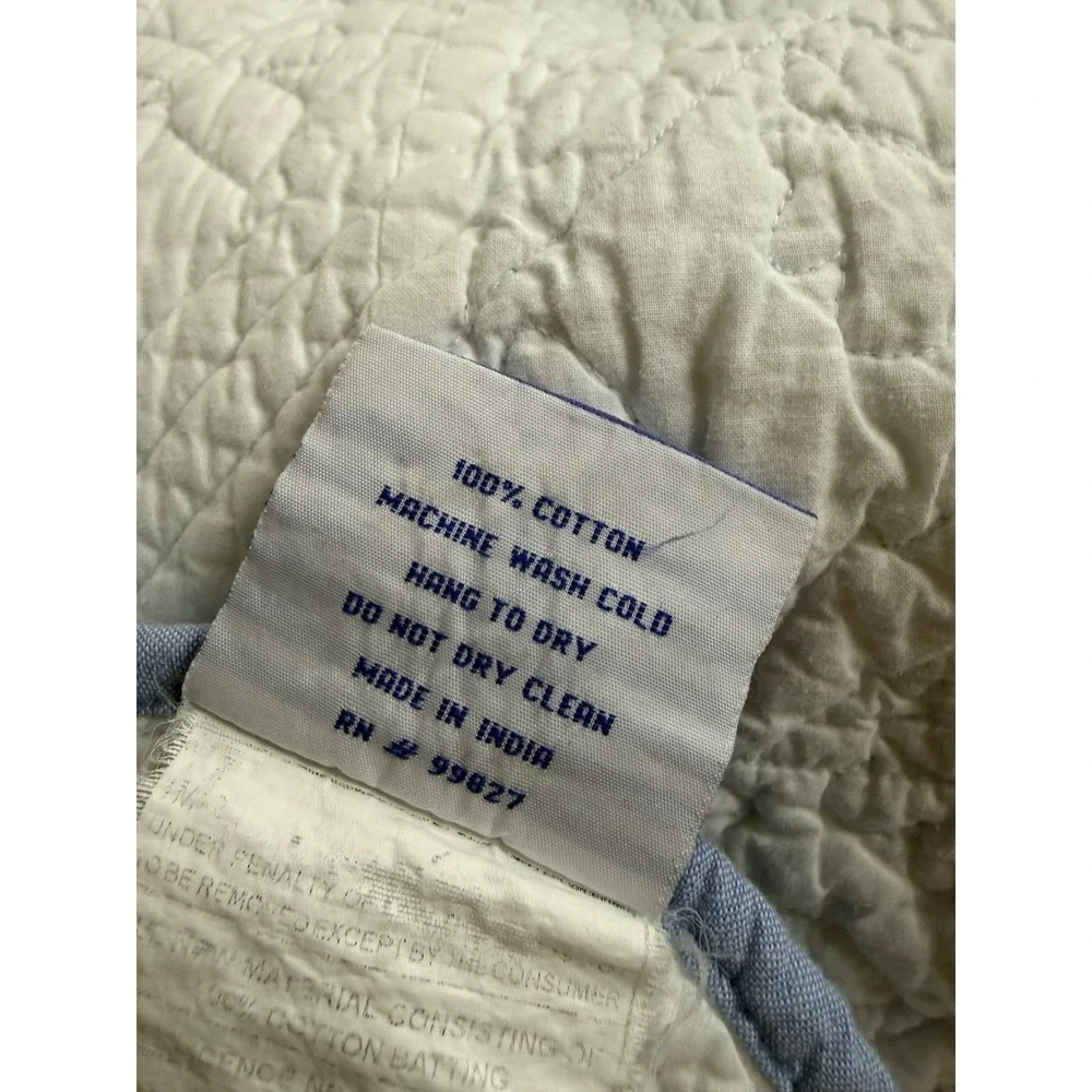 Pine Cone Hill Blue White Reversible Scalloped Cotton Quilt Matelasse Bedspread